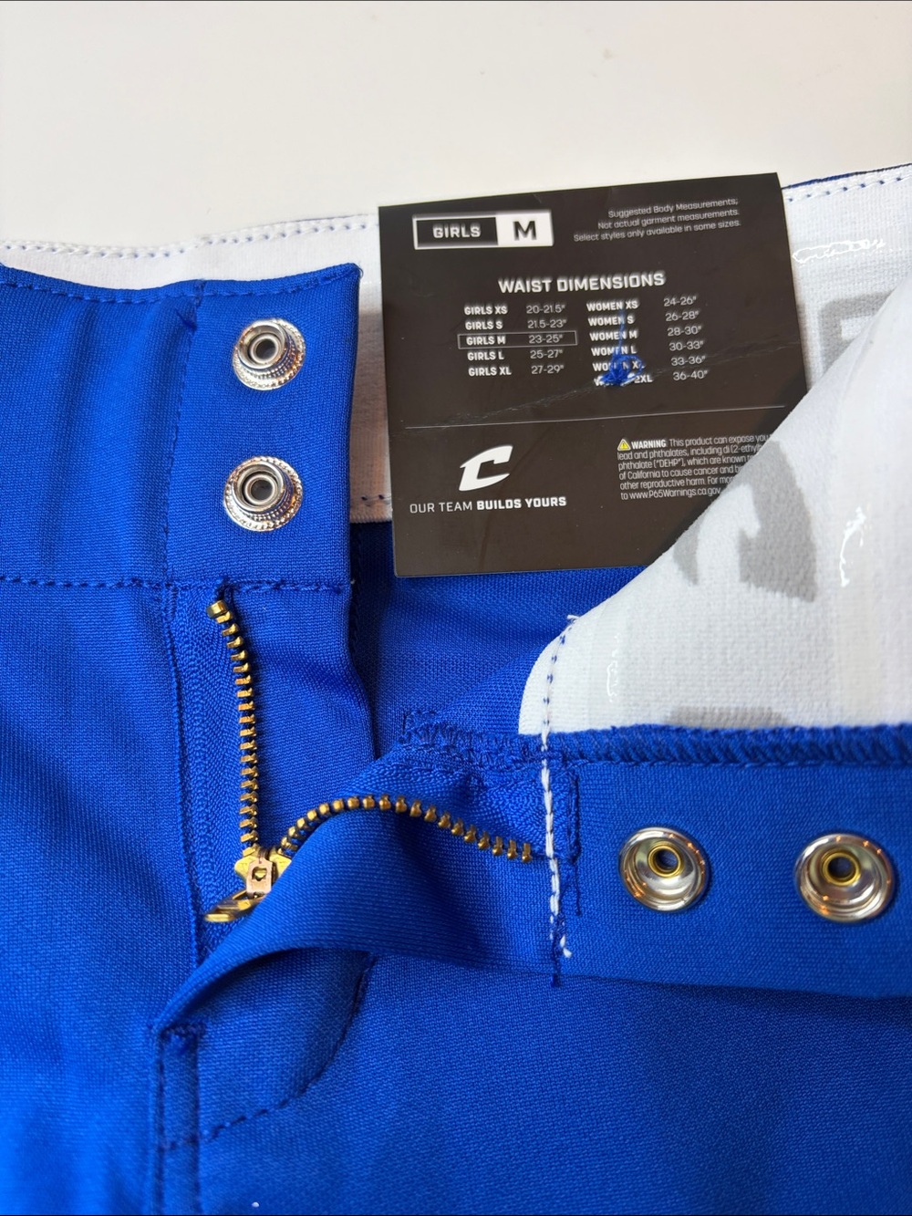 Champro Girls Tournament Traditional Softball Pant - BP11 Blue Girls Medium NWT - Picture 9 of 11